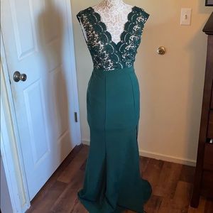 Green Formal Dress with Slit